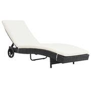 Lettini Prendisole 2 pz con Ruote Cuscini in Polyrattan Nero 3078465