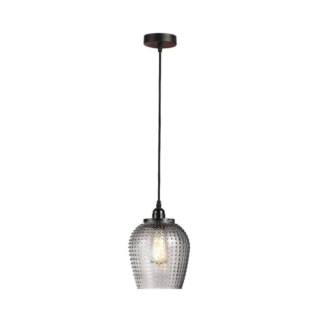 Lampada a sospensione Riva in vetro blu effetto rilievo