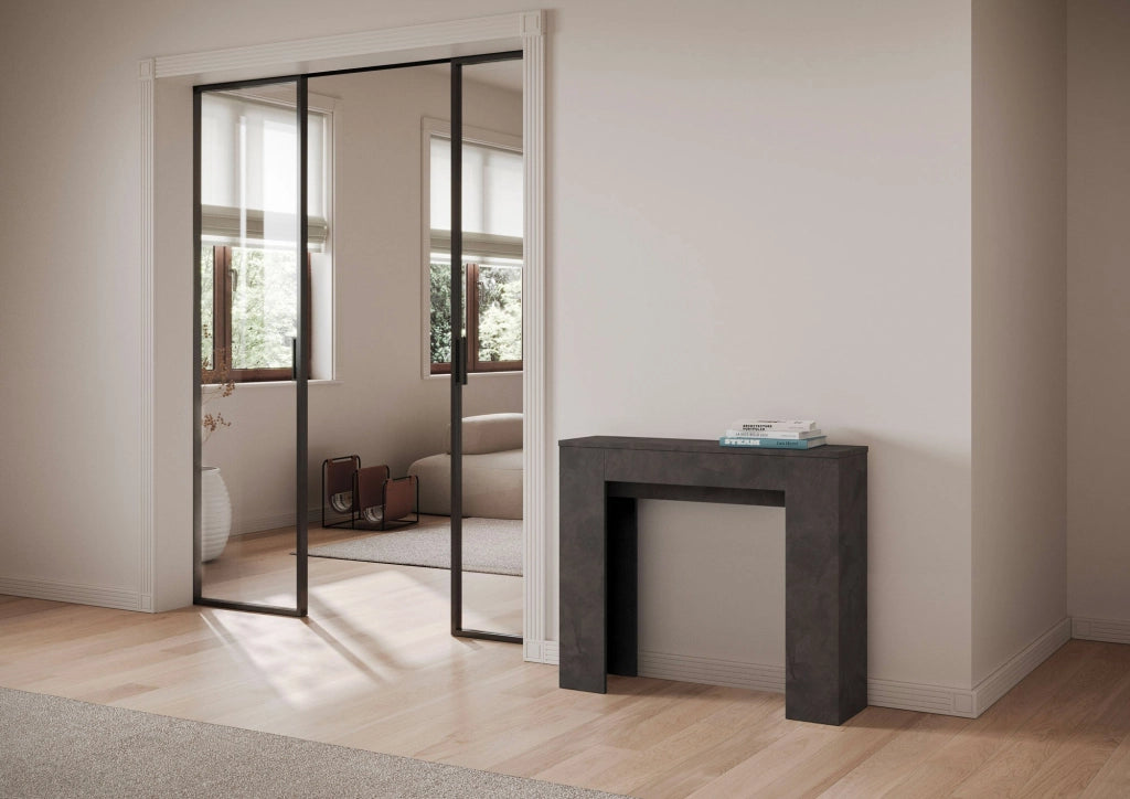 Consolle Allungabile 90x25/181 cm Pannelli in Nobilitato Slick Antracite