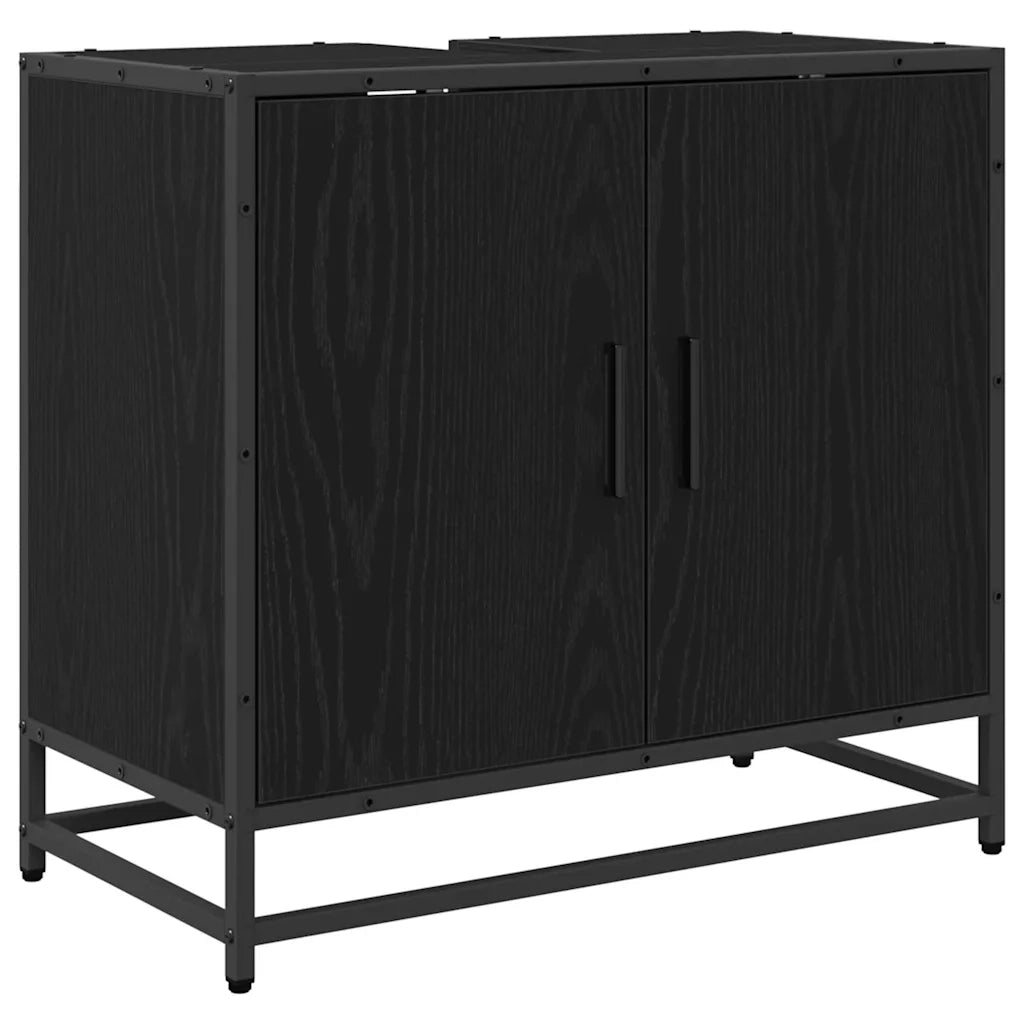 Set di mobili per il bagno 3 pcs Rovere Nero Legno multistrato