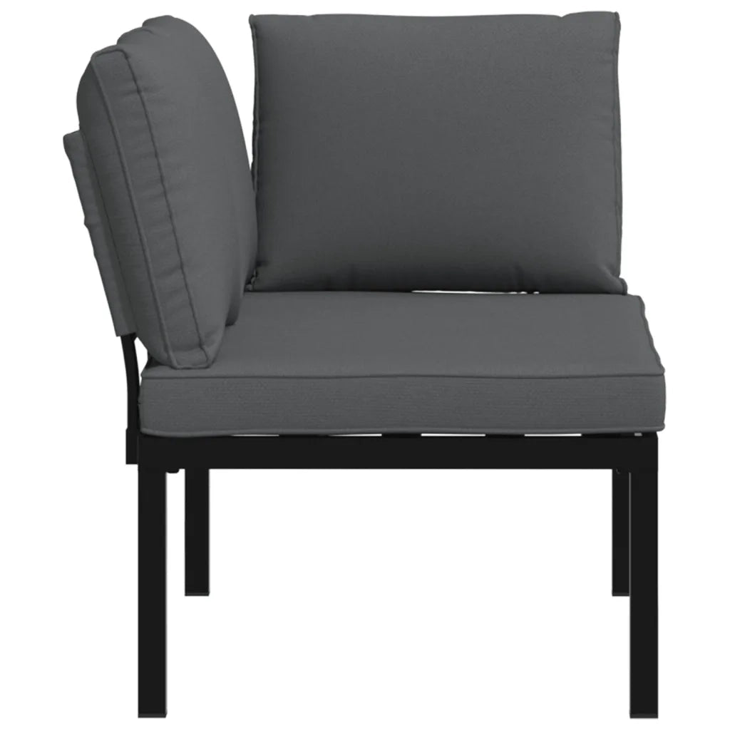 Panca da Giardino con Cuscini Nera in Alluminio 4008569