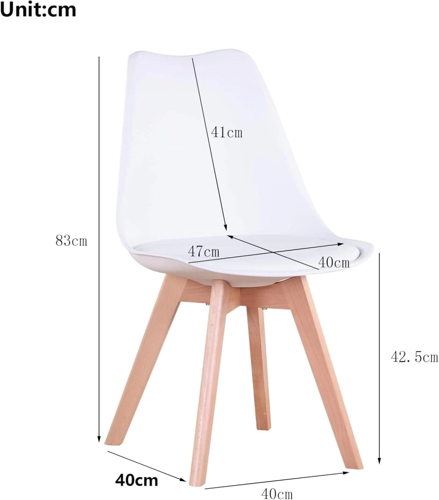 GrandCA HOME Set di 2 Sedie Imbottite per Sala da Pranzo Con Gambe in Legno Massello di Faggio, Adatte per Sala da Pranzo, Soggiorno, Cucina, Camera da Letto, Bianco