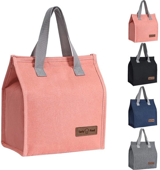 Borsa termica per donne, mini borsa per colazione, borsa per piccoli acquisti, borsa per colazione portatile per donne, borsa isolata pieghevole per lavoro, scuola, picnic, viaggio (rosa)