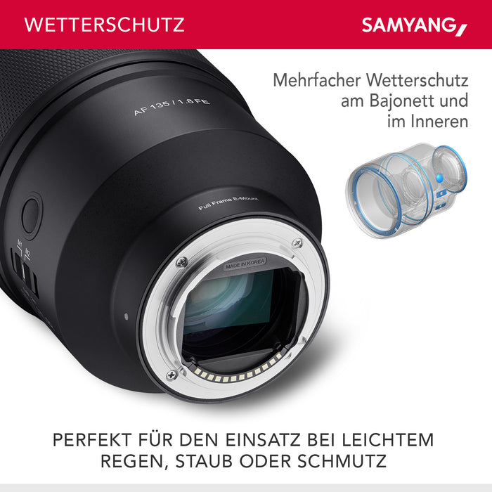 Teleobiettivo AF 135mm F1.8 FE compatibile con Sony E Autofocus pieno formato e APS-C Focale fissa veloce, alloggiamento in alluminio contro intemperie Per A9 A7 A1 Alpha 6000 A7C II A7C R