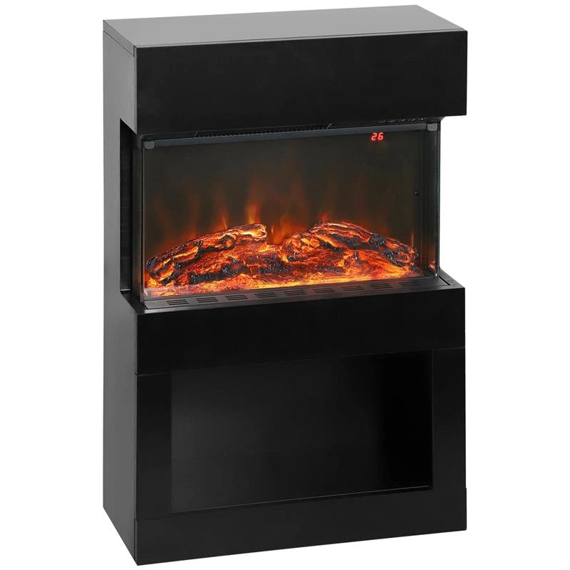 CAMINO ELETTRICO CON EFFETTO FIAMMA 3D COLORATA, 1000W/2000W CON TEMPERATURA REGOLABILE E TELECOMANDO, NERO