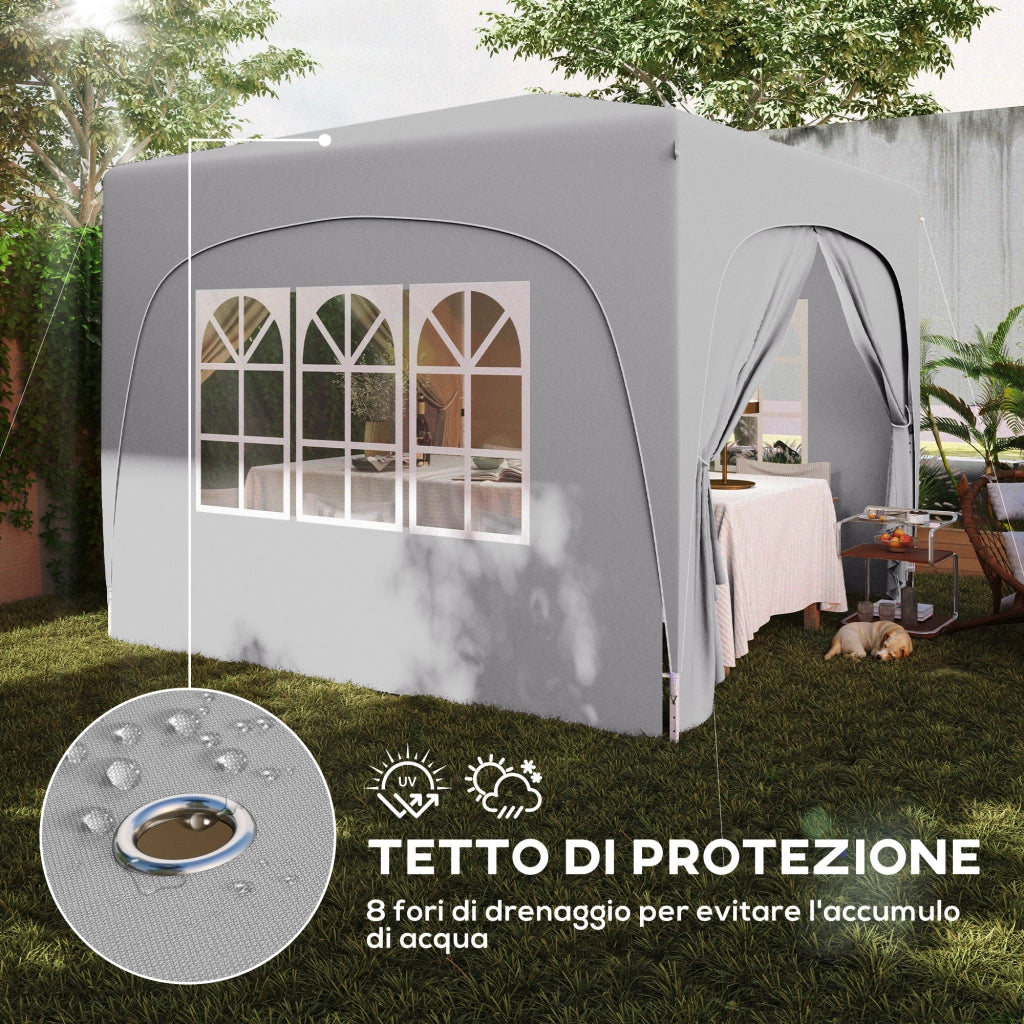 Gazebo da Giardino Pieghevole 3x3m con Borsa ¨C zephmum ¨C Grigio Chiaro