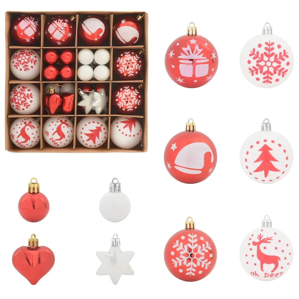 Set di Palle di Natale 40 pz Rosso e Bianco Plastica CFW9187010