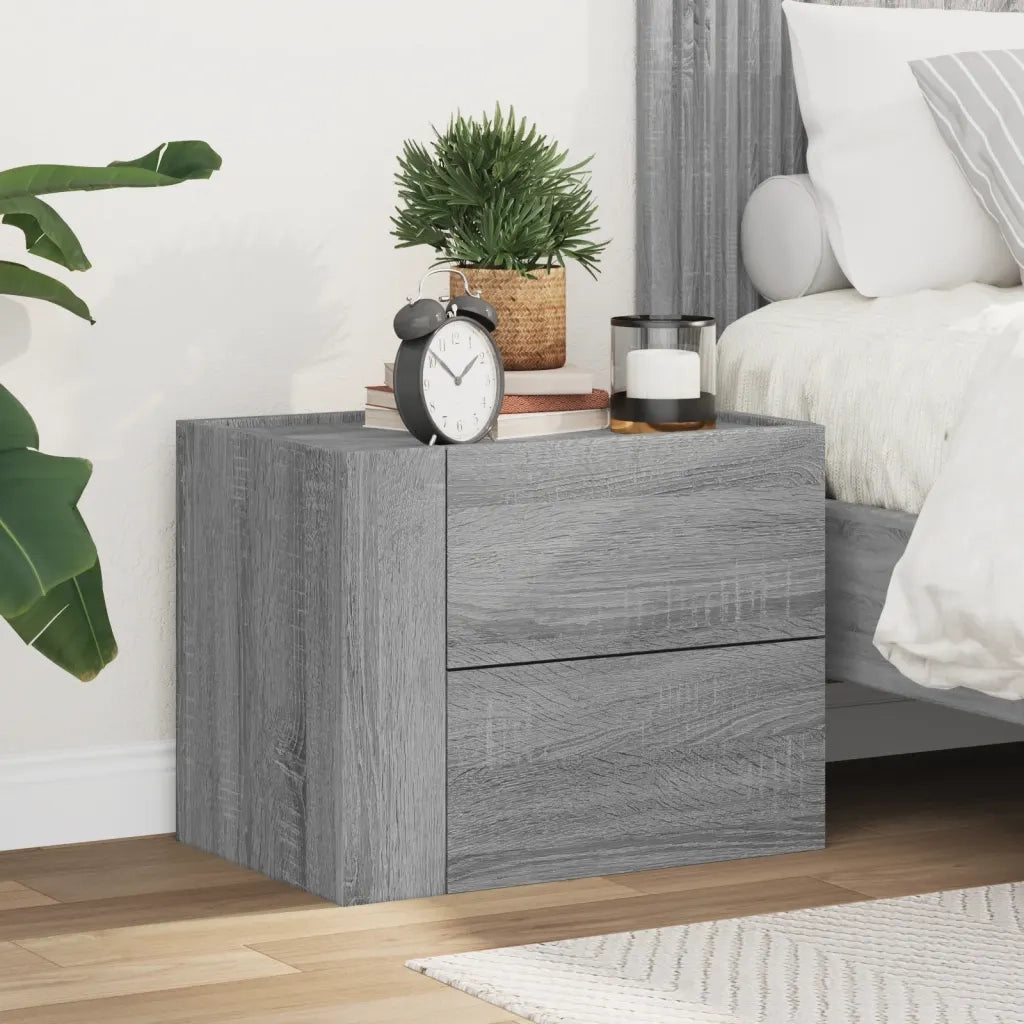Comodino a Muro-Tavolino da notte sospeso Grigio Sonoma 45x30x35 cm 570138