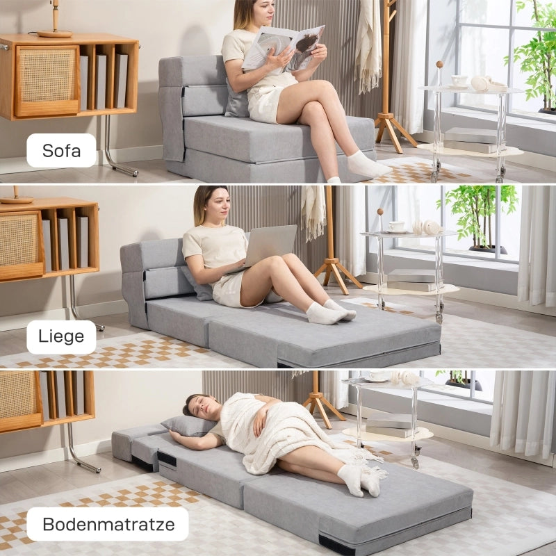 SEDIA Multifunzione convertibile in divano a pavimento e materasso 210x80 cm Grigio Chiaro