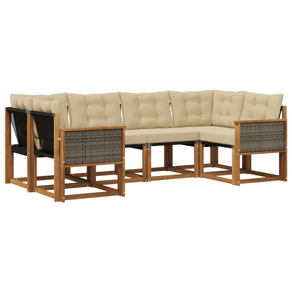 Set di divani da esterno 6 pz Naturale e Beige 3382173
