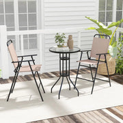 Set da bistrò, tavolo rotondo alto con piano in vetro e 2 sedie pieghevoli, tessuto traspirante, set di mobili per 2 persone, per balcone, terrazza, giardino (senza ombrellone)