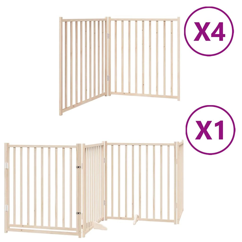Cancelletto di sicurezza per animali domestici porta pieghevole 12 pannelli legno di pioppo marrone 02_0023173