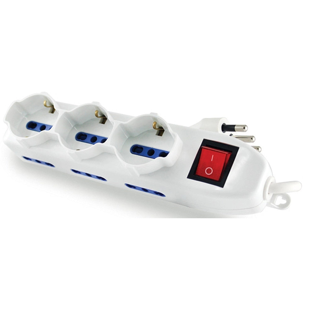 Trade Shop - Multipresa Ciabatta Scarpetta 9 Posti Con Tasto Interruttore On/off 16a 6+3shuko -