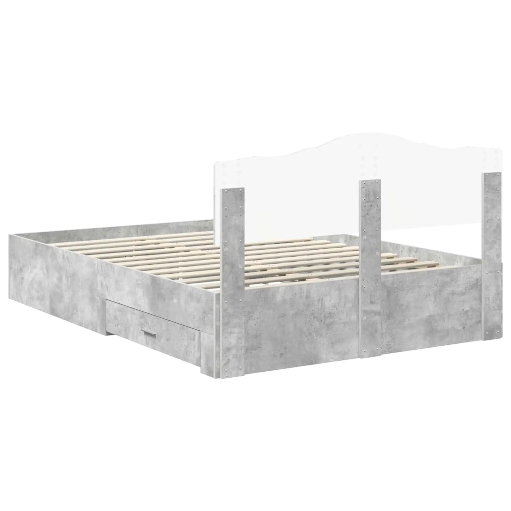 Struttura del letto con testiera Grigio cemento 140 x 200 cm
