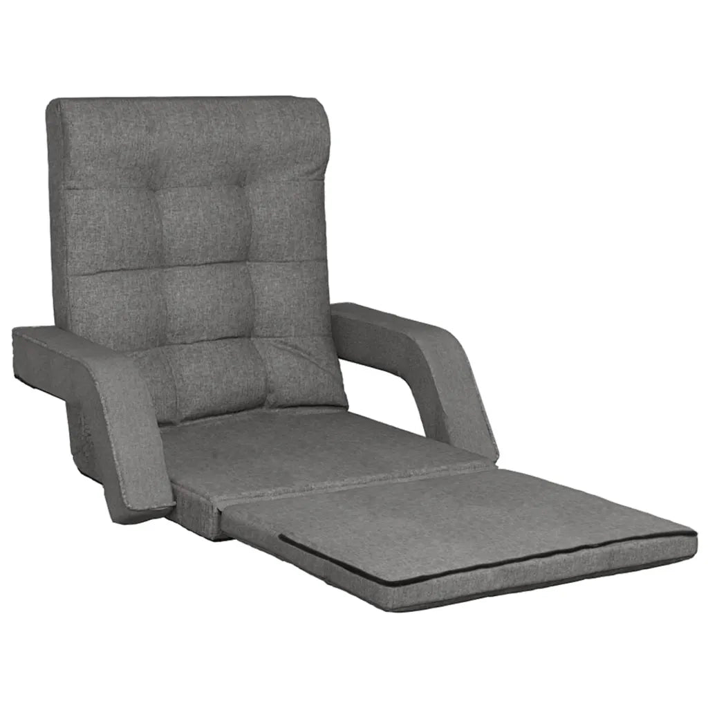 Sedia da Terra Pieghevole Funzione Letto Tessuto Grigio Chiaro 336521