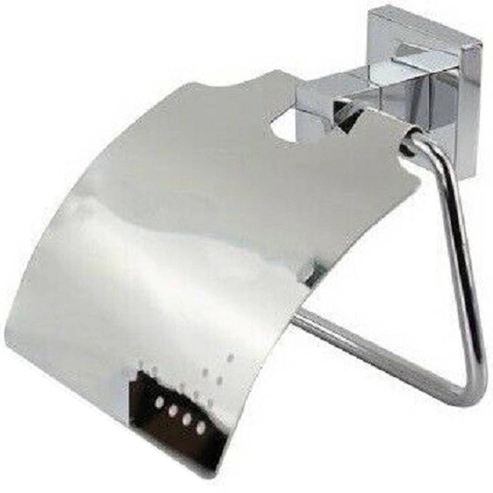 Trade Shop - Porta Rotolo Carta Igienica Con Copertura Fissaggio A Parete Bagno Square 59180 -
