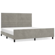 Letto matrimoniale | Letto per adulti | Giroletto con Testiera Grigio Chiaro 180x200 cm in Velluto