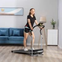 Tapis Roulant Elettrico Pieghevole, Tapis Roulant Elettrico Portatile 1.25HP con Schermo LCD, Velocità 1-10 km/h, Ruote, Allenamento per Casa, Ufficio, Palestra, Nero e Grigio