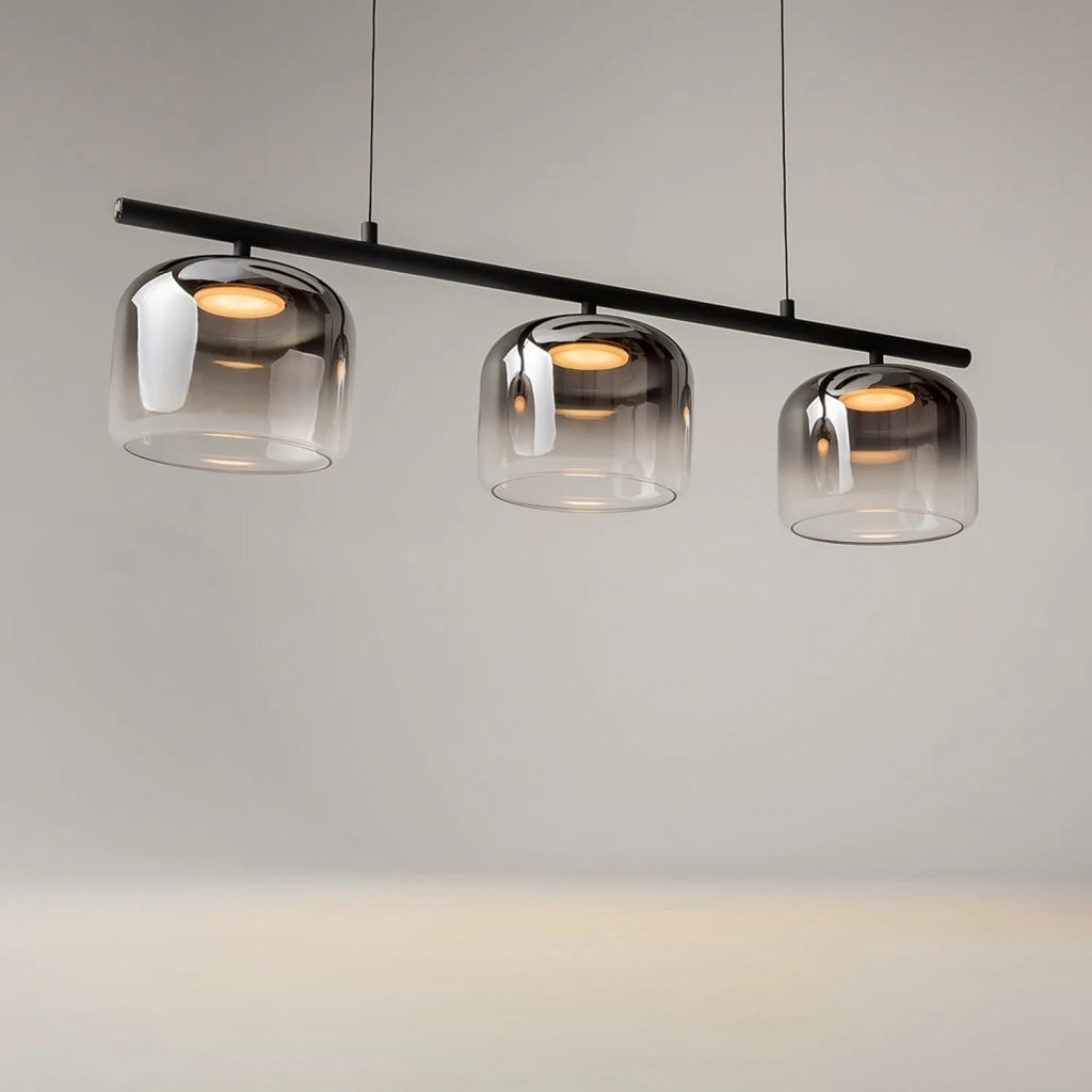 Lampadario Contemporaneo Spirito Metallo E Vetro Nero 3 Luci Led 14W