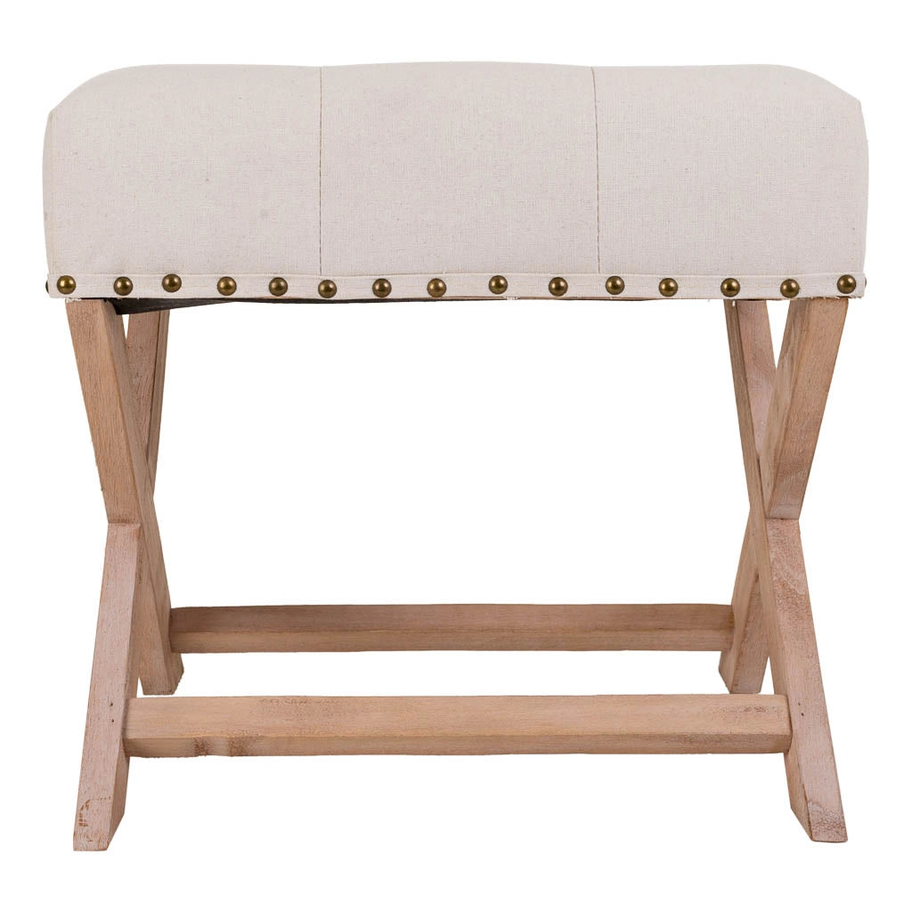 Sgabello imbottita in legno panna 49x46x46h