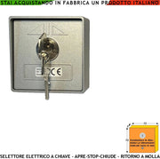 Comando Elettrico in Alluminio 4 Chiavi Identiche Con Ritorno a Molla 3 Posizioni Apre Stop Chiude 15 A Isolamento 250 V Apertura Condominiale Pedonale Montaggio da Esterno a Parete Per Automatismi