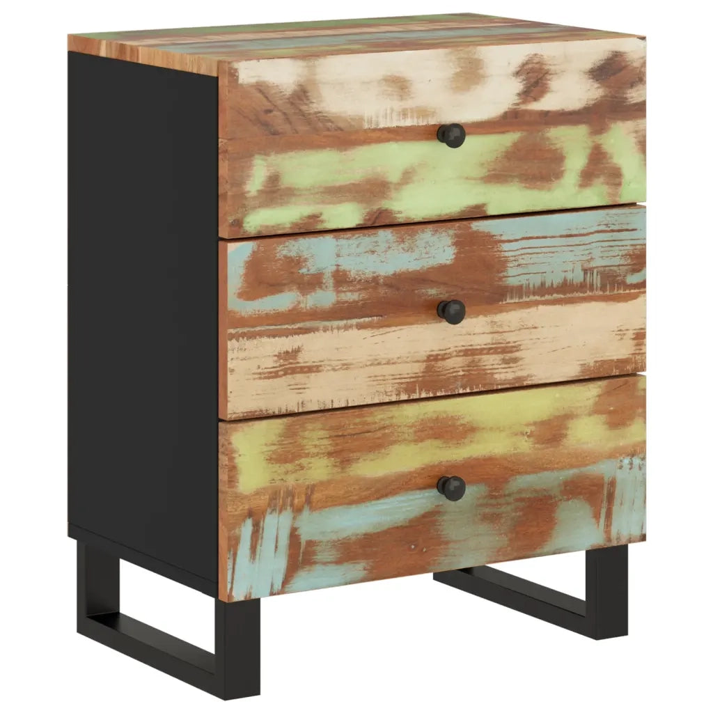 Comodino 50x33x62cm Legno Massello Recupero e Legno Multistrato 350662