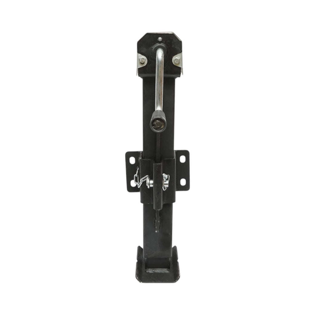 Piedino di supporto regolabile per rimorchio con manovella 65 cm, fissaggio laterale, carico massimo 4000 kg.