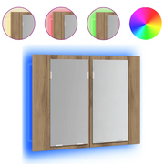 Mobile Specchio | Armadio da bagno LED Rovere Artigianale 60x12x45 cm Multistrato