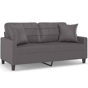 Divano | Divano da soggiorno | Sofa a 2 Posti con Cuscini Grigio 140 cm in Similpelle