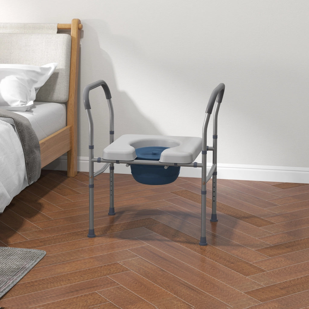 Sedia WC in alluminio regolabile con cuscinetti antiscivolo ¨C zephmum ¨C Grigio