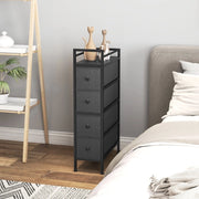 Cassettiera stretta con 4 cassetti, struttura verticale, per camera da letto, in legno, nero, 20 × 43 × 81,5 cm