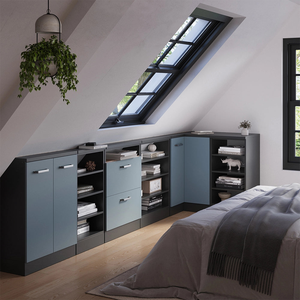 Mobile sottotetto Mobile angolare Rion Grigio-blu/Antracite 75.6 x 83.8 cm con 1 porta Vicco