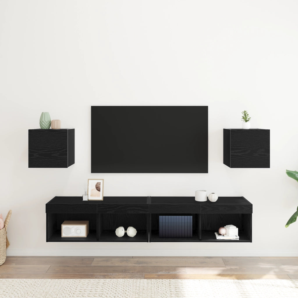 Mobile TV da parete  2 pezzi Rovere Nero 30,5x30x30 cm