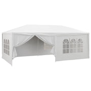 GAZEBO TENDONE PER FESTE 6X3M CON PARETI LATERALI RIMOVIBILI, PORTE E FINESTRE, BIANCO