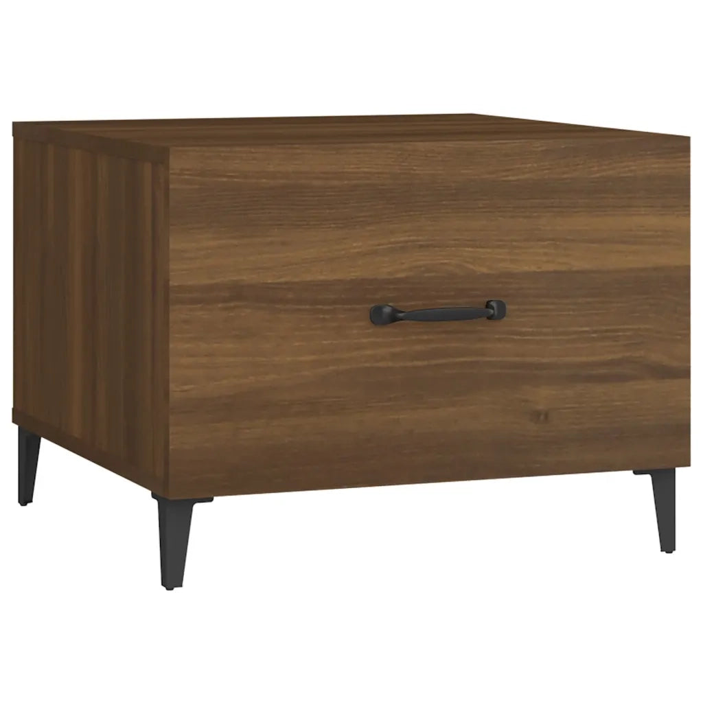 2 pz Tavolini salotto | Tavolino da caff¨¨ | Tavolino da Soggiorno Gambe in Metallo Rovere Marrone 50x50x40cm