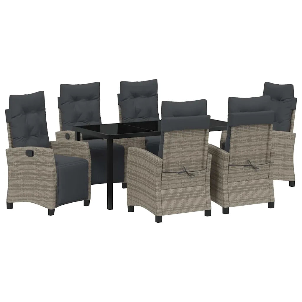 Set da Pranzo per Giardino con cuscino 7 pcs Grigio polyrattan 3380439