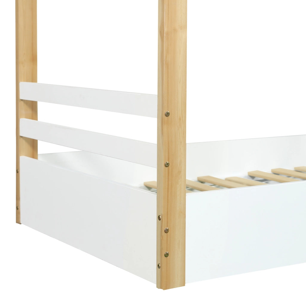 Letto Singolo per Bambini in Legno Pino ¨C MINIMAL ¨C Bianco/Naturale 90x190
