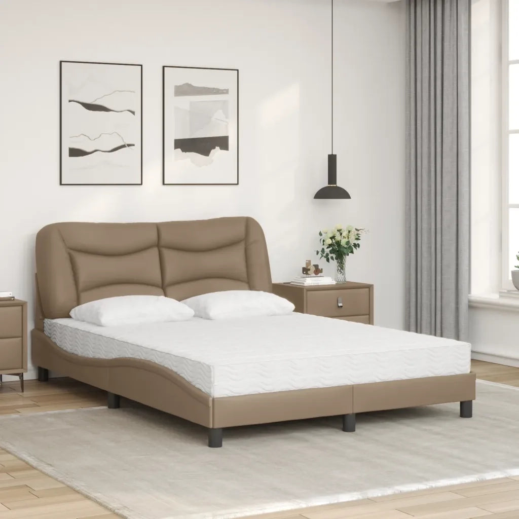 Letto con Materasso Hvar Cappuccino 140x200cm Similpelle