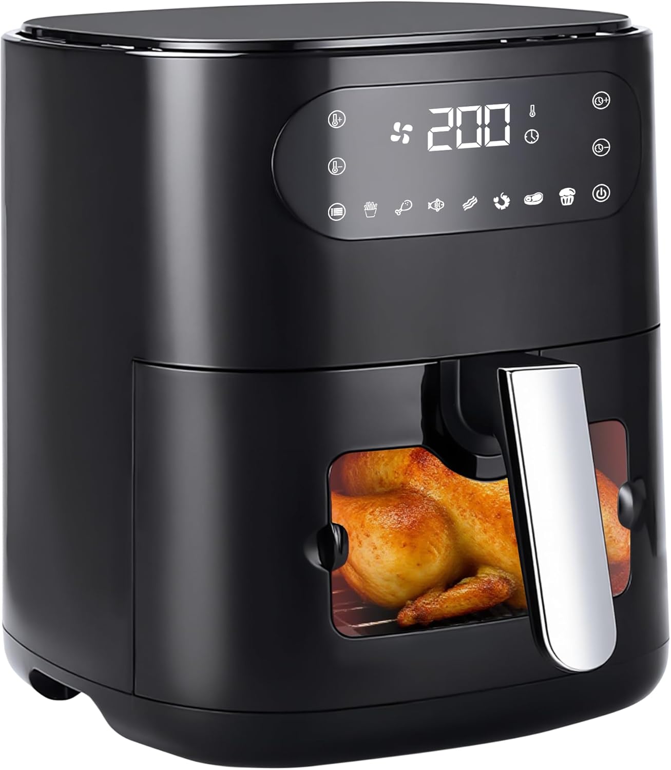 ZMH Friggitrice ad aria nera da 6 litri cestello singolo finestra di visualizzazione 7 programmi di cottura con timer