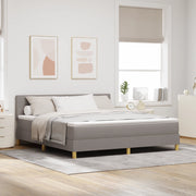 Letto Box Spring con Materasso e Luce LED Tortora 180x200 cm Tessuto
