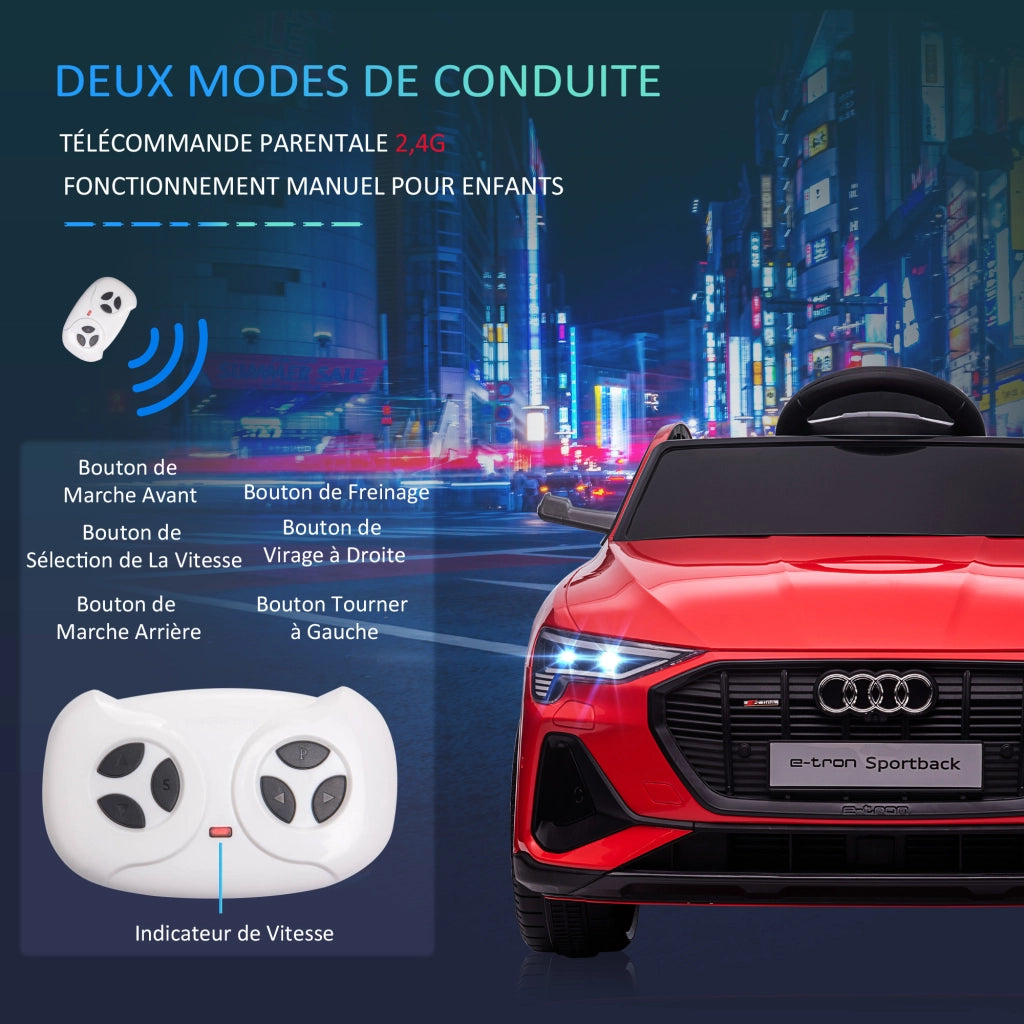 Auto elettrica per bambini con Licenza Audi e-tron Sportback ¨C zephmum ¨C Rosso, 12V, Telecomando 2.4G, Luci LED