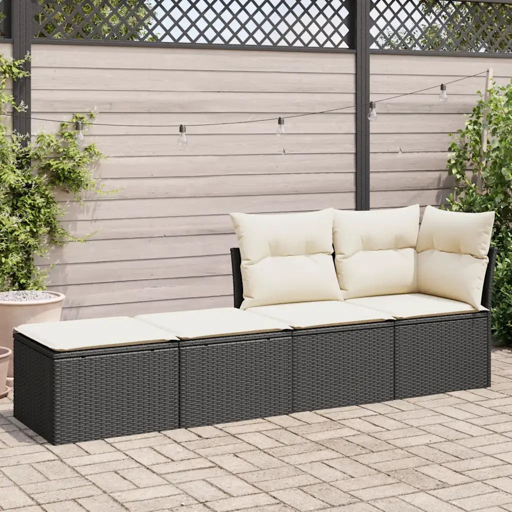 Set Divani da Giardino con Cuscini 2 pz Nero Polyrattan Acacia 3328659