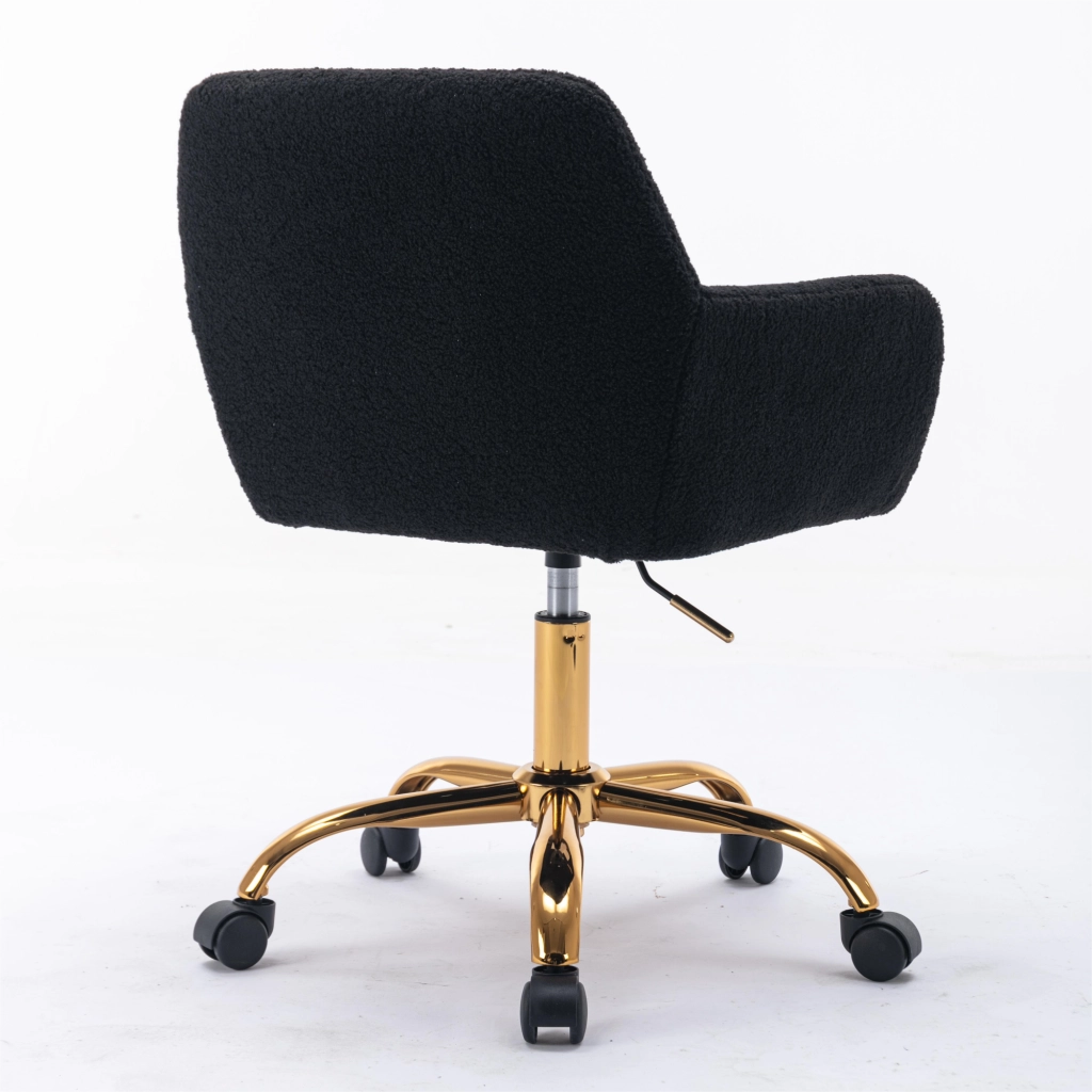 SEDIA Girevole Regolabile in Altezza in Faux Fur Nero