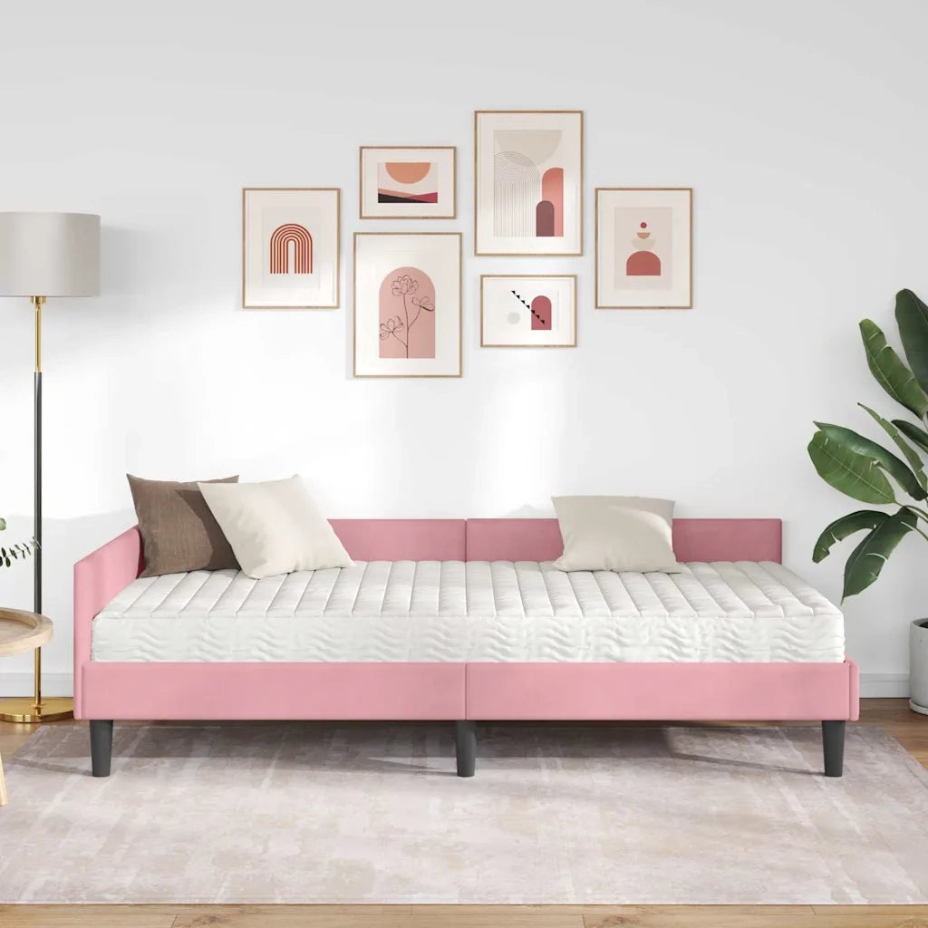 Struttura Letto Angolare con Materasso 2 pcs Grigio Velluto 3393719