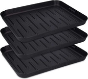 3x Driipbak per Scarpe, Piastra per Scarpe 35 x 27 x 2,5 cm con Lame Elevate, Nero, per Scarpe in Pioggia, Autunno, Inverno.