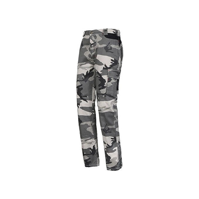 Issa 8029NW001401 ISSA LINE Pantalone Invernale da Lavoro in Cotone 100% con Fodera in Flanella Grigio Mimetico