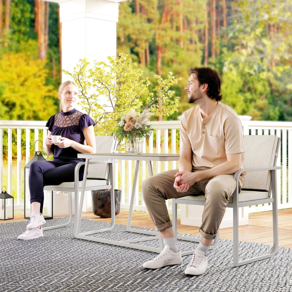 Set da giardino 2 persone con tavolo e sedie ¨C zephmum ¨C grigio, acciaio
