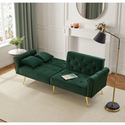 Divano letto 2 posti - Xylo - velluto, piedi oro, 3 posizioni, elegante