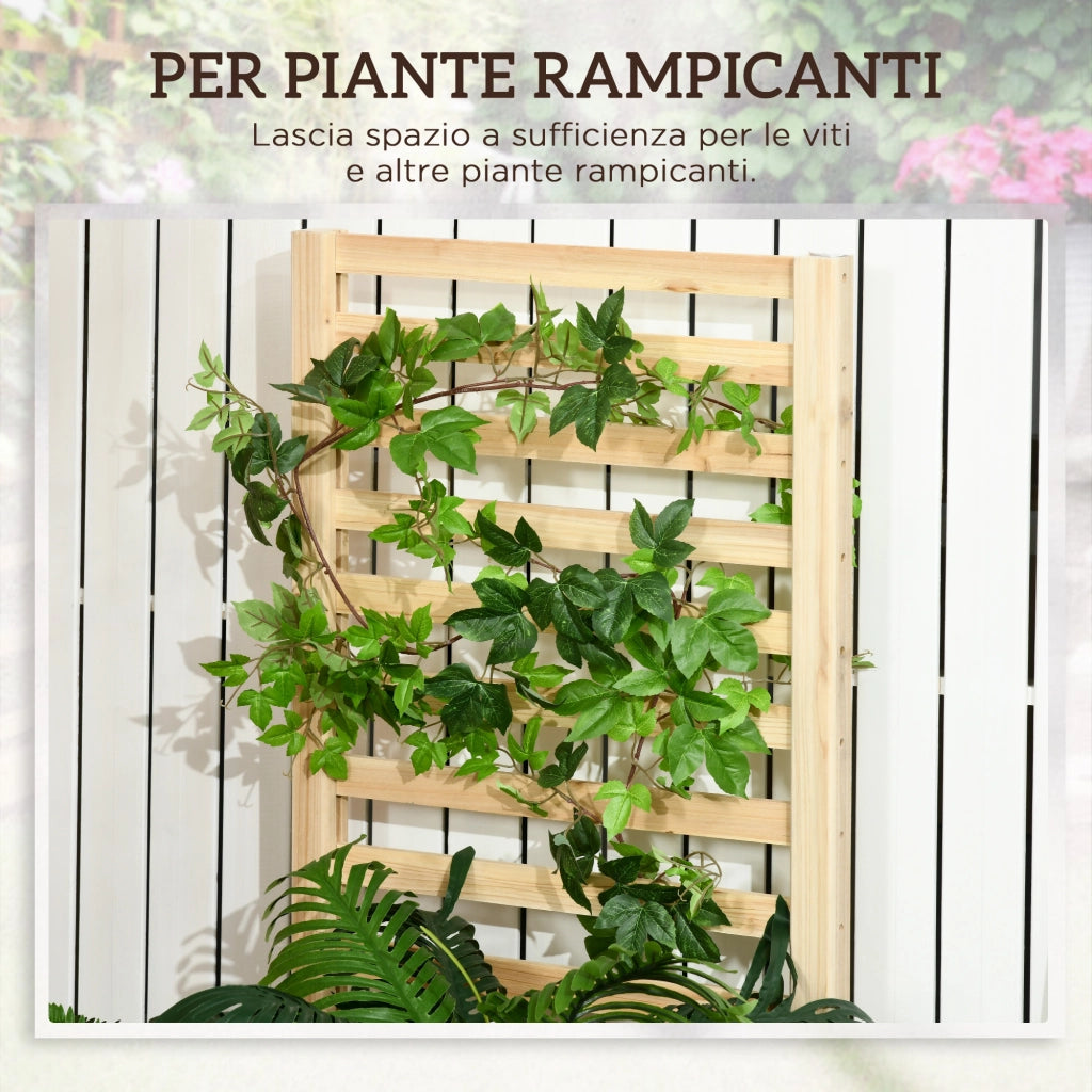 Fioriera con Traliccio per Rampicanti e Fondo Aperto, in Legno di Abete, 230x60x110 cm, color Legno