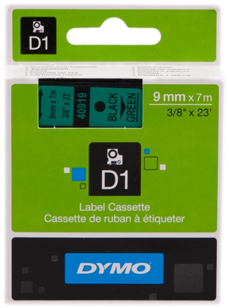 DYMO D1 etichette originali / 9 mm x 7 mm / stampa nera su verde / etichette autoadesive per etichettatrice LabelManager / 1 Pezzo